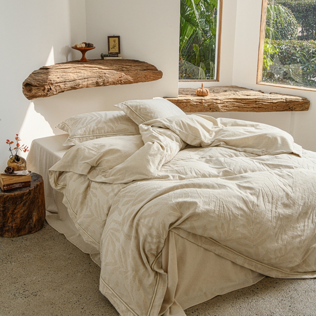 91家纺网 家纺一手货源 找家纺 简家居 2025新款亲肤舒适棉麻四件套 树