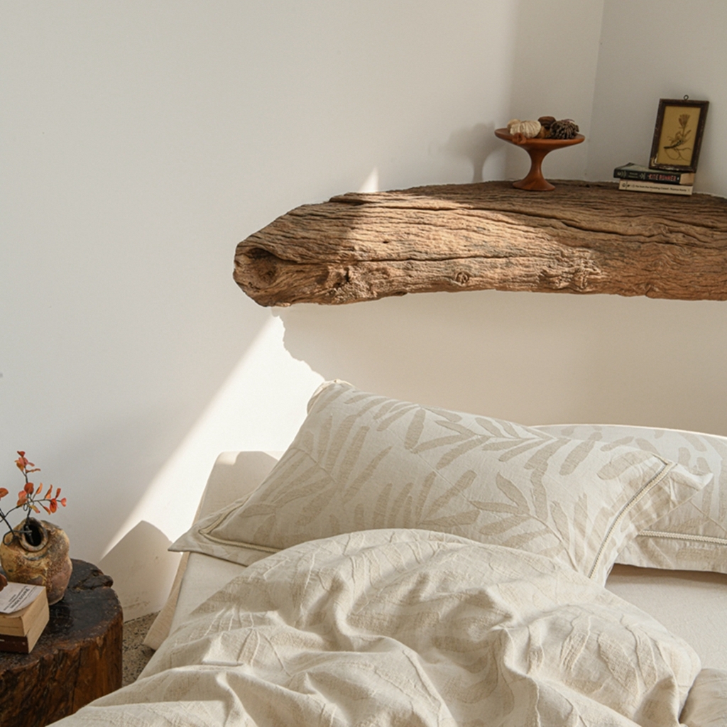 91家纺网 家纺一手货源 找家纺 简家居 2025新款亲肤舒适棉麻四件套 树