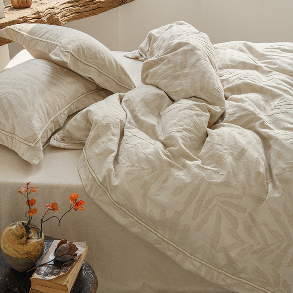 91家纺网 家纺一手货源 找家纺 简家居 2025新款亲肤舒适棉麻四件套 树