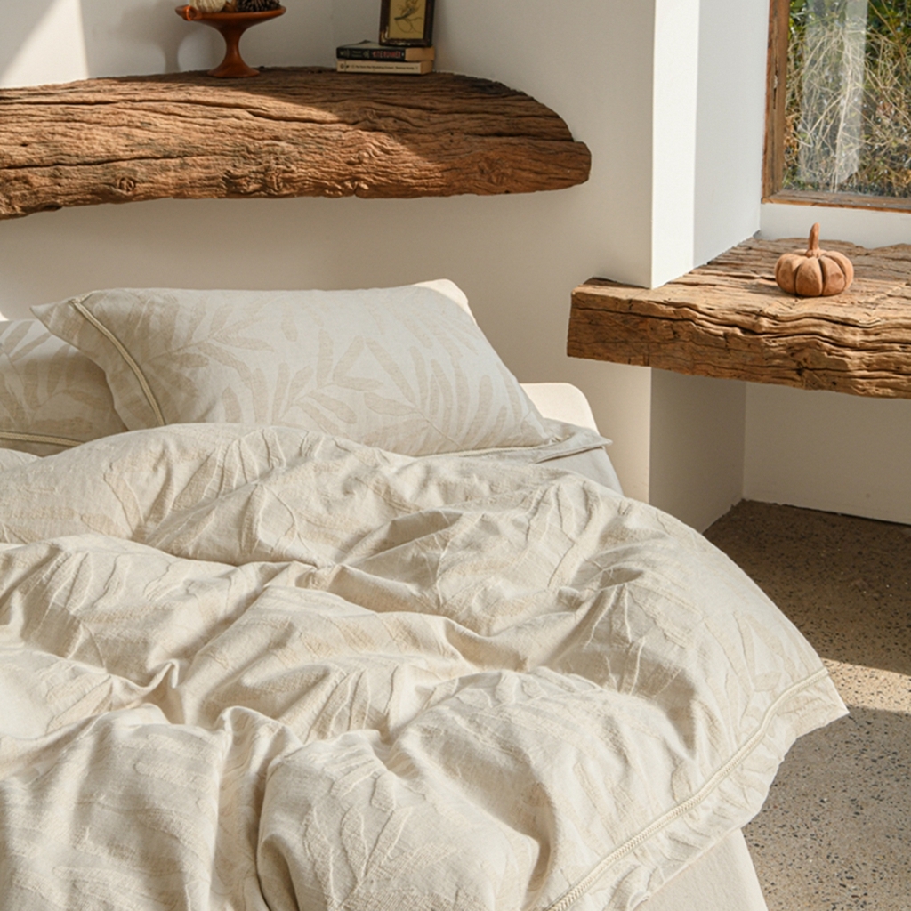 91家纺网 家纺一手货源 找家纺 简家居 2025新款亲肤舒适棉麻四件套 树