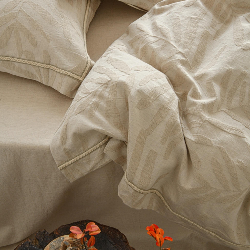 91家纺网 家纺一手货源 找家纺 简家居 2025新款亲肤舒适棉麻四件套 树