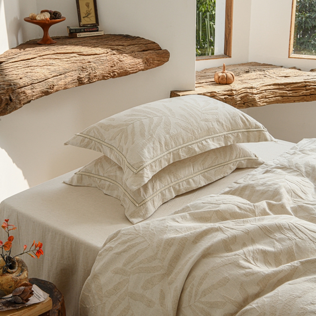 91家纺网 家纺一手货源 找家纺 简家居 2025新款亲肤舒适棉麻四件套 树