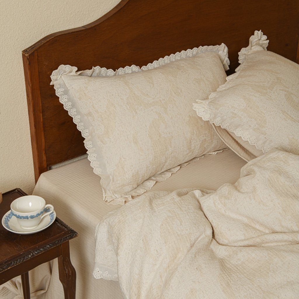 91家纺网 家纺一手货源 找家纺 简家居 2025新款亲肤舒适棉麻四件套 云间月影