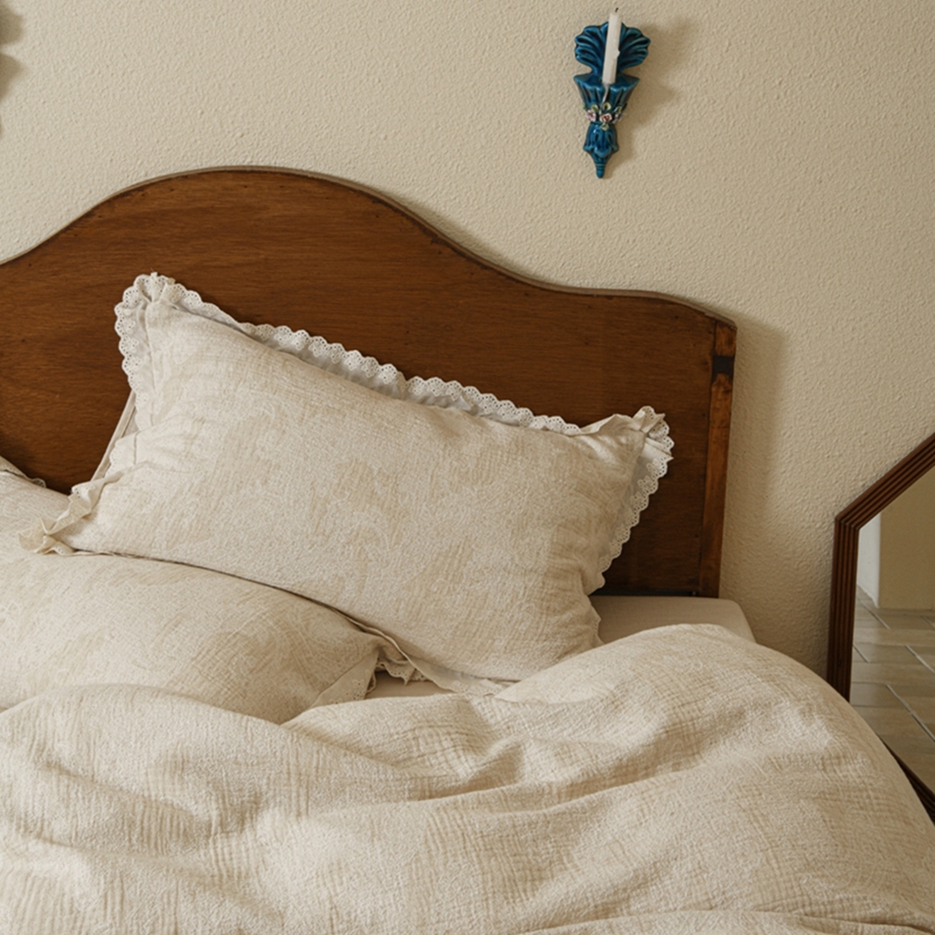 91家纺网 家纺一手货源 找家纺 简家居 2025新款亲肤舒适棉麻四件套 云间月影