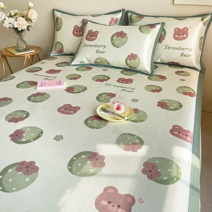 91家纺网 家纺一手货源 找家纺 典曼家纺 2025新款600D数码印花冰丝凉席席子 莓莓果园