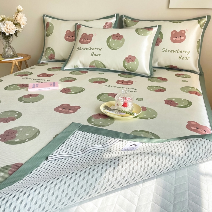 91家纺网 家纺一手货源 找家纺 典曼家纺 2025新款600D数码印花冰丝凉席席子 莓莓果园