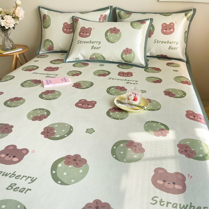 91家纺网 家纺一手货源 找家纺 典曼家纺 2025新款600D数码印花冰丝凉席席子 莓莓果园