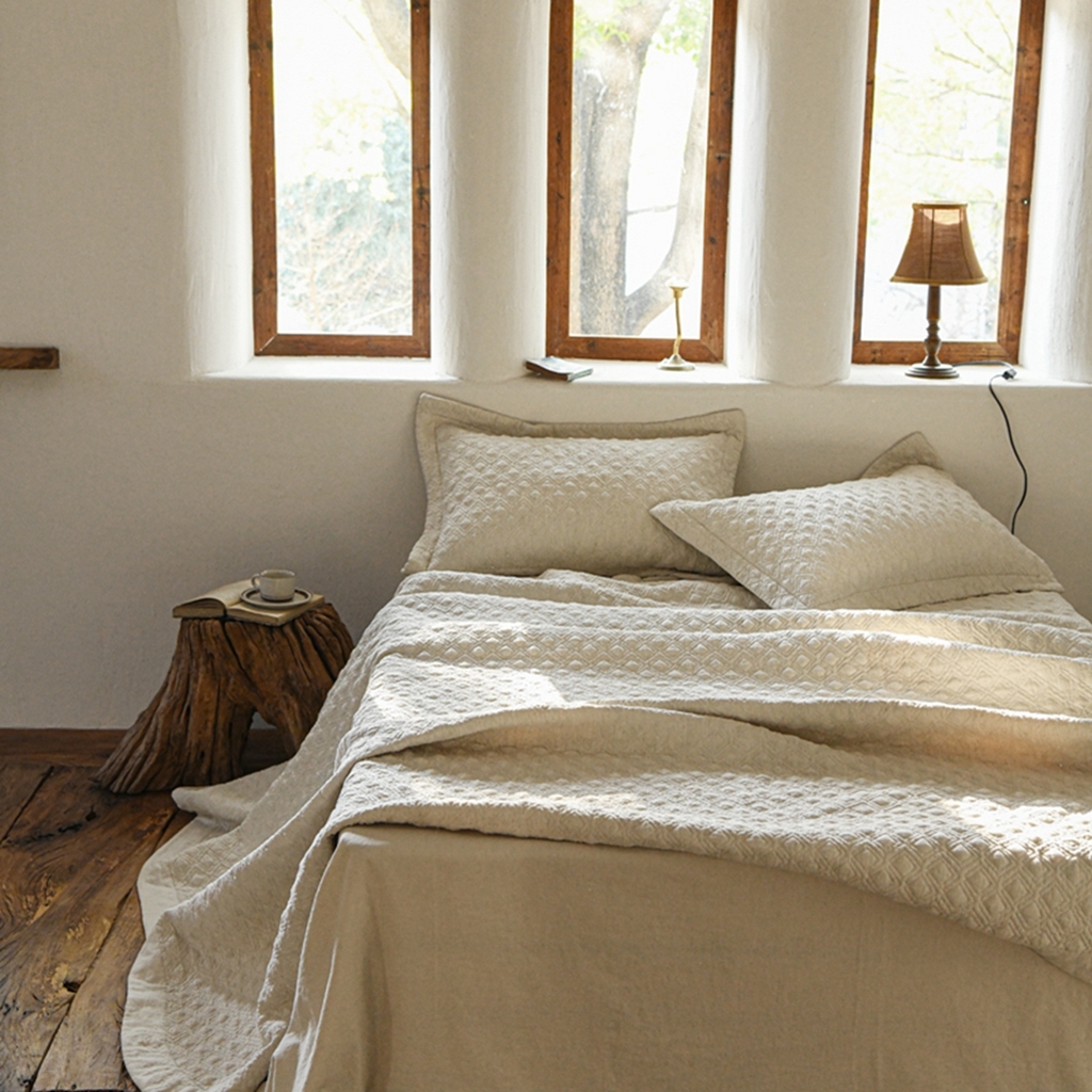 91家纺网 家纺一手货源 找家纺 （总）简家居 2025新款亲肤舒适棉麻床盖三件套