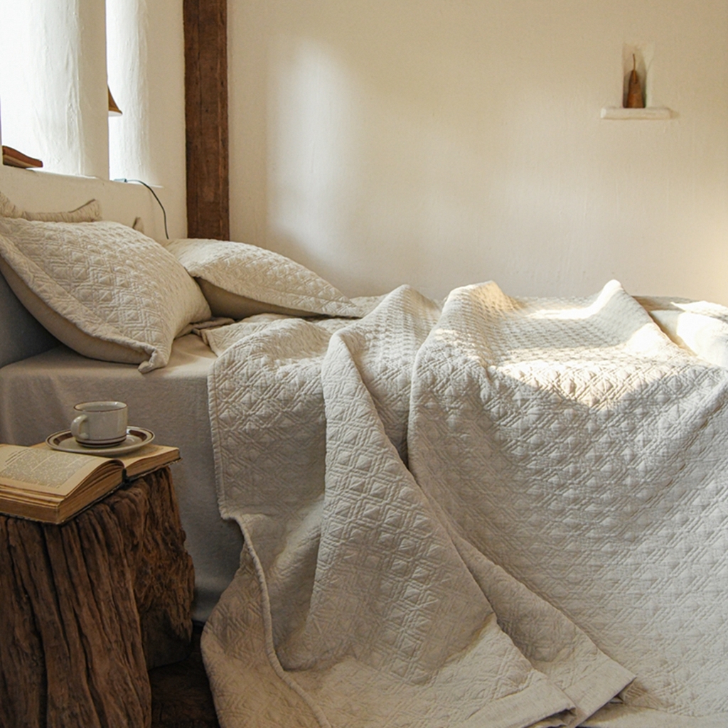 91家纺网 家纺一手货源 找家纺 （总）简家居 2025新款亲肤舒适棉麻床盖三件套