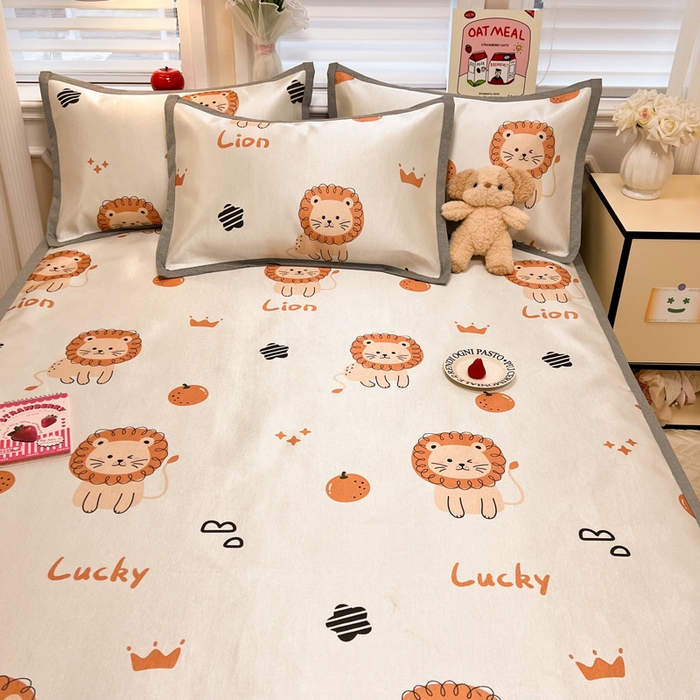 91家纺网 家纺一手货源 找家纺 典曼家纺 2025新款600D数码印花冰丝凉席席子 狮子乐园