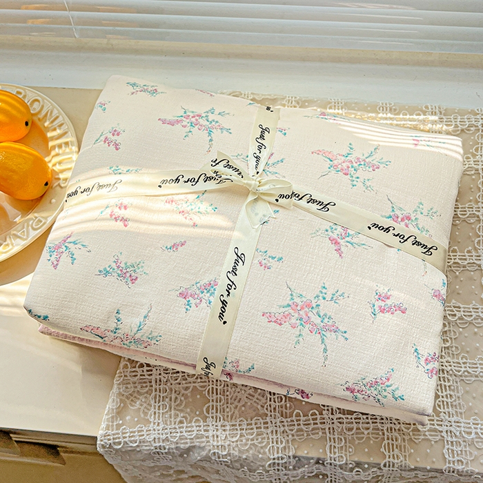 金梦拉家纺 2025新款提花纱布棉双层纱皱皱纱四件套 惠心