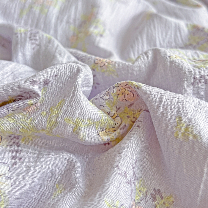 91家纺网 家纺一手货源 找家纺 金梦拉家纺 2025新款提花纱布棉双层纱皱皱纱四件套 桔梗紫