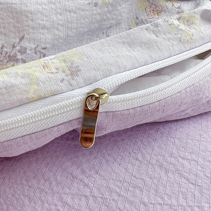 91家纺网 家纺一手货源 找家纺 金梦拉家纺 2025新款提花纱布棉双层纱皱皱纱四件套 桔梗紫