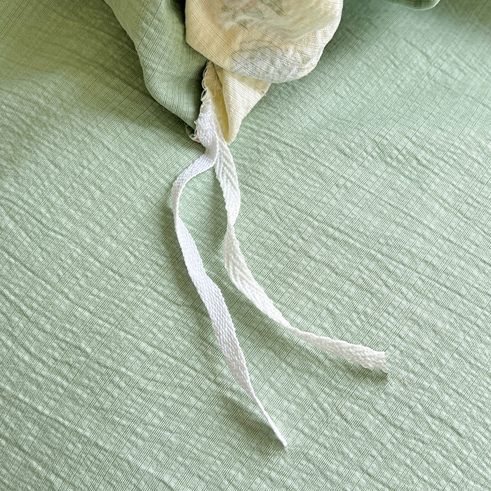 91家纺网 家纺一手货源 找家纺 金梦拉家纺 2025新款提花纱布棉双层纱皱皱纱四件套 绿意