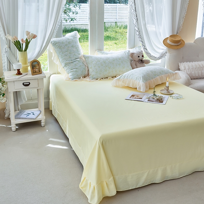 91家纺网 家纺一手货源 找家纺 梦莱斯 2025新款夏被四件套 铃兰花-白