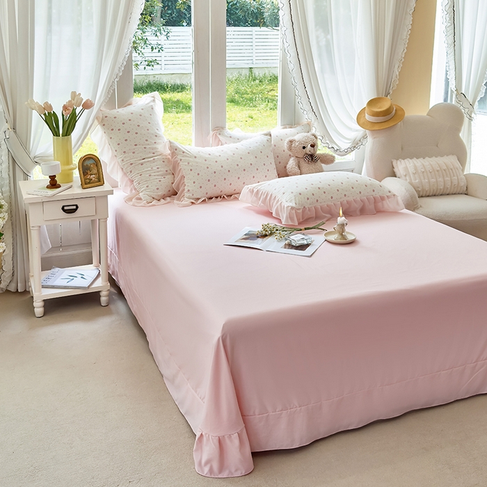 91家纺网 家纺一手货源 找家纺 梦莱斯 2025新款夏被四件套 甜心-粉