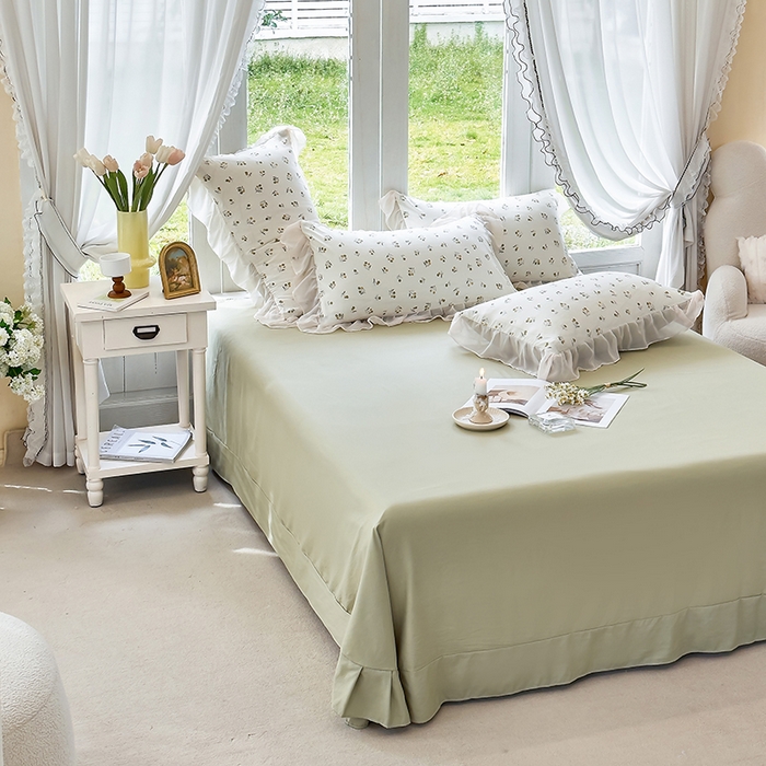 91家纺网 家纺一手货源 找家纺 梦莱斯 2025新款夏被四件套 樱草-绿