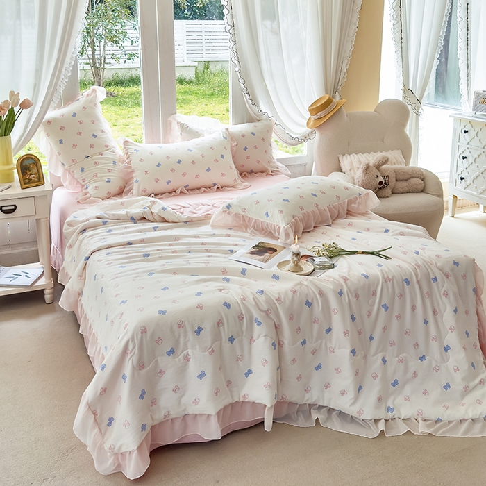 91家纺网 家纺一手货源 找家纺 梦莱斯 2025新款夏被四件套 蝴蝶兔-玉