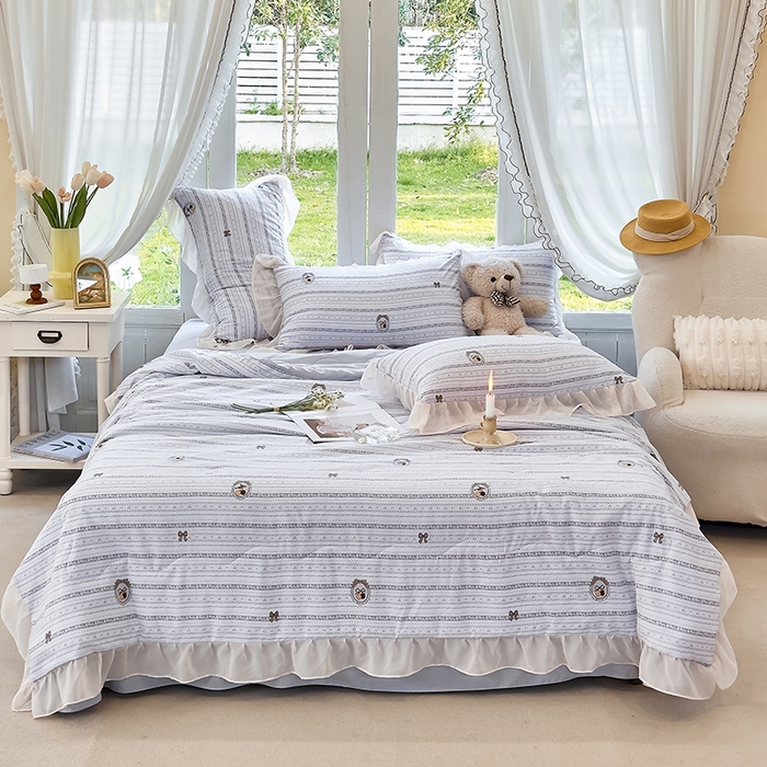 91家纺网 家纺一手货源 找家纺 梦莱斯 2025新款夏被四件套 花非花-灰