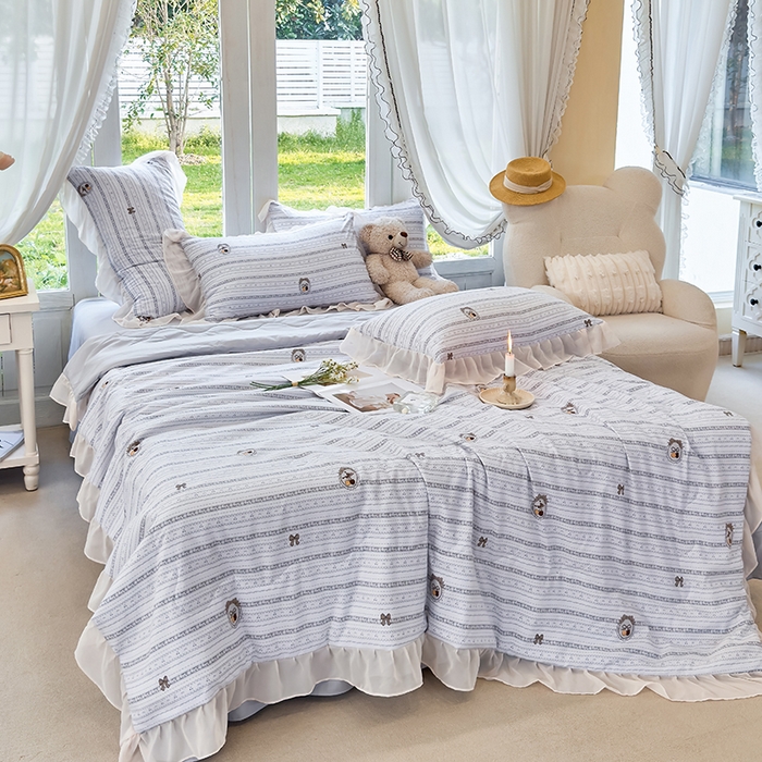 91家纺网 家纺一手货源 找家纺 梦莱斯 2025新款夏被四件套 花非花-灰