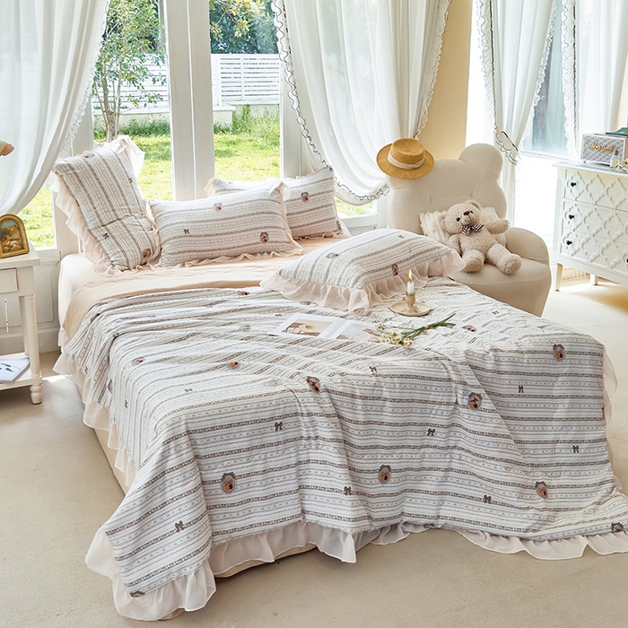 91家纺网 家纺一手货源 找家纺 梦莱斯 2025新款夏被四件套 花非花-绿