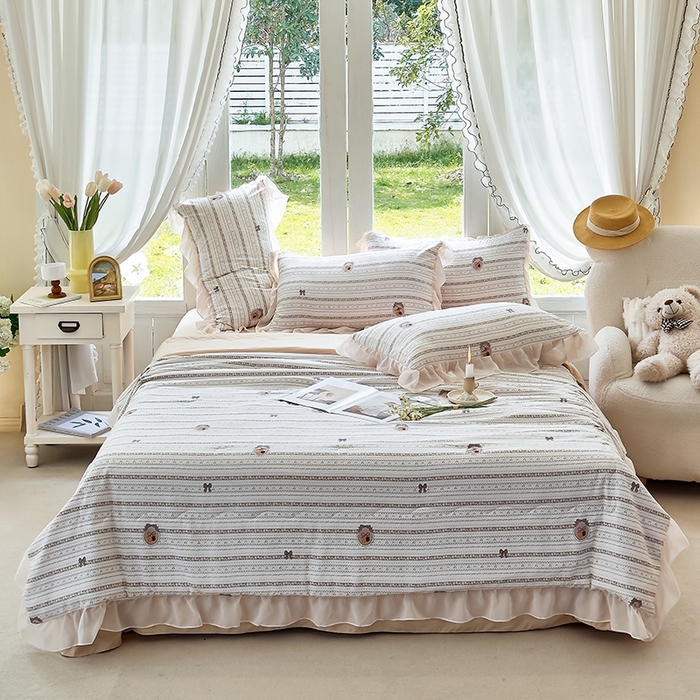 91家纺网 家纺一手货源 找家纺 梦莱斯 2025新款夏被四件套 花非花-绿