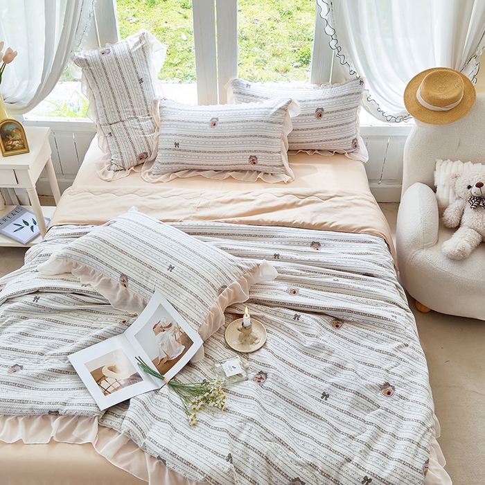 91家纺网 家纺一手货源 找家纺 梦莱斯 2025新款夏被四件套 花非花-绿