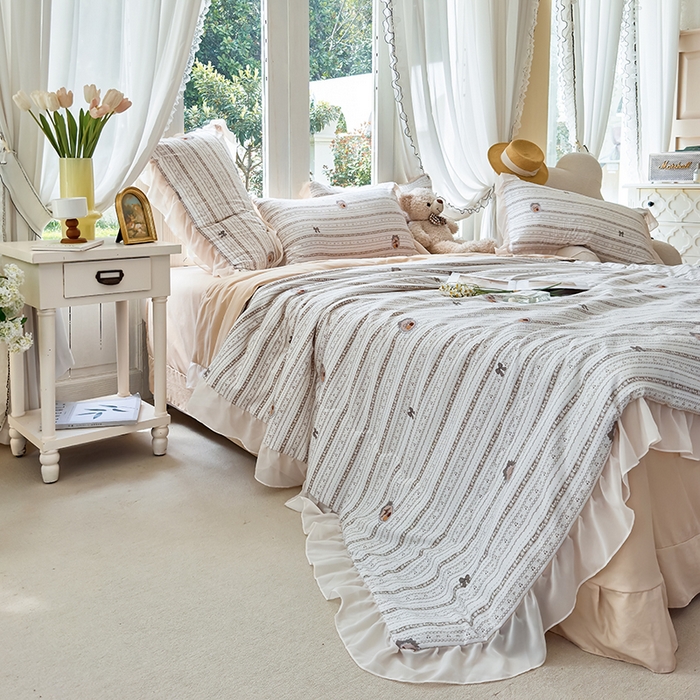 91家纺网 家纺一手货源 找家纺 梦莱斯 2025新款夏被四件套 花非花-绿