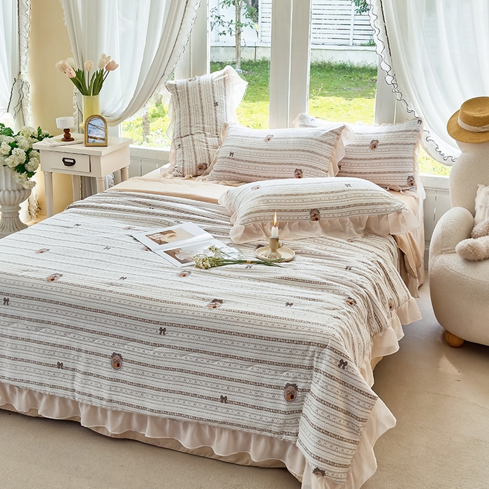 91家纺网 家纺一手货源 找家纺 梦莱斯 2025新款夏被四件套 花非花-绿