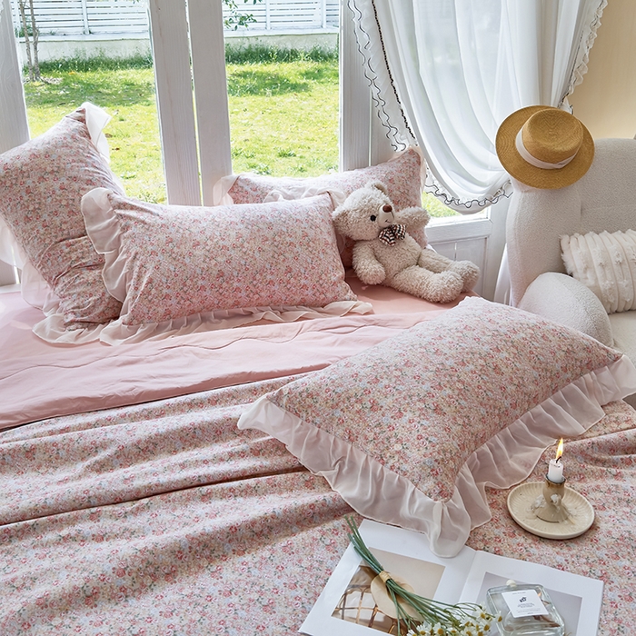 91家纺网 家纺一手货源 找家纺 梦莱斯 2025新款夏被四件套 玫瑰庄园-桔