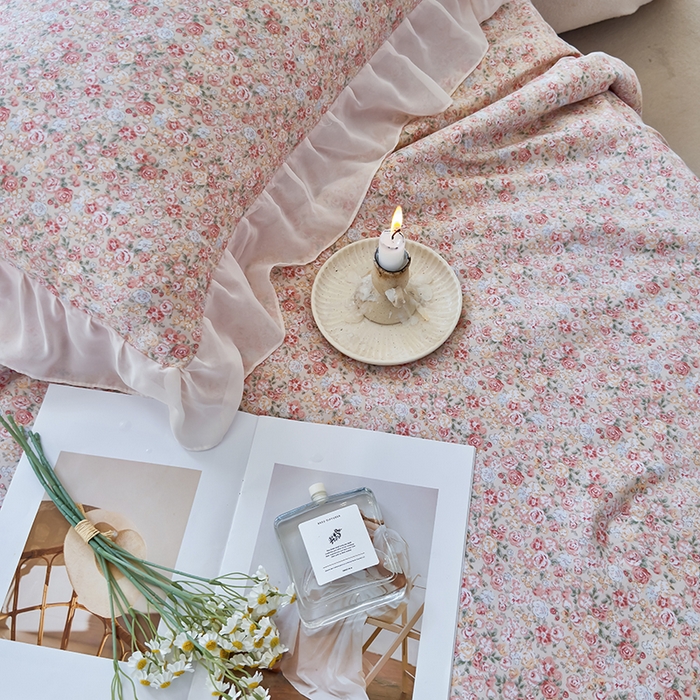 91家纺网 家纺一手货源 找家纺 梦莱斯 2025新款夏被四件套 玫瑰庄园-桔