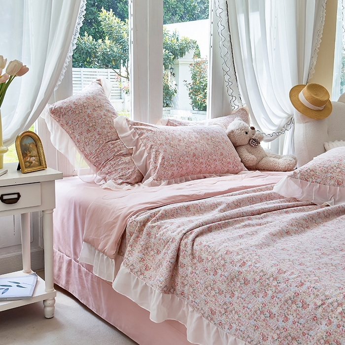 91家纺网 家纺一手货源 找家纺 梦莱斯 2025新款夏被四件套 玫瑰庄园-桔