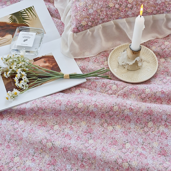 91家纺网 家纺一手货源 找家纺 梦莱斯 2025新款夏被四件套 玫瑰庄园豆沙