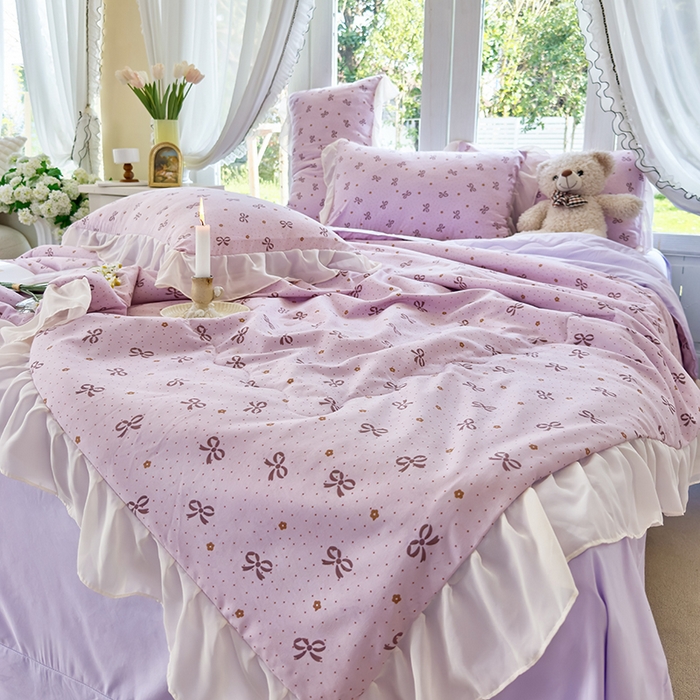 91家纺网 家纺一手货源 找家纺 梦莱斯 2025新款夏被四件套 米妮-豆沙