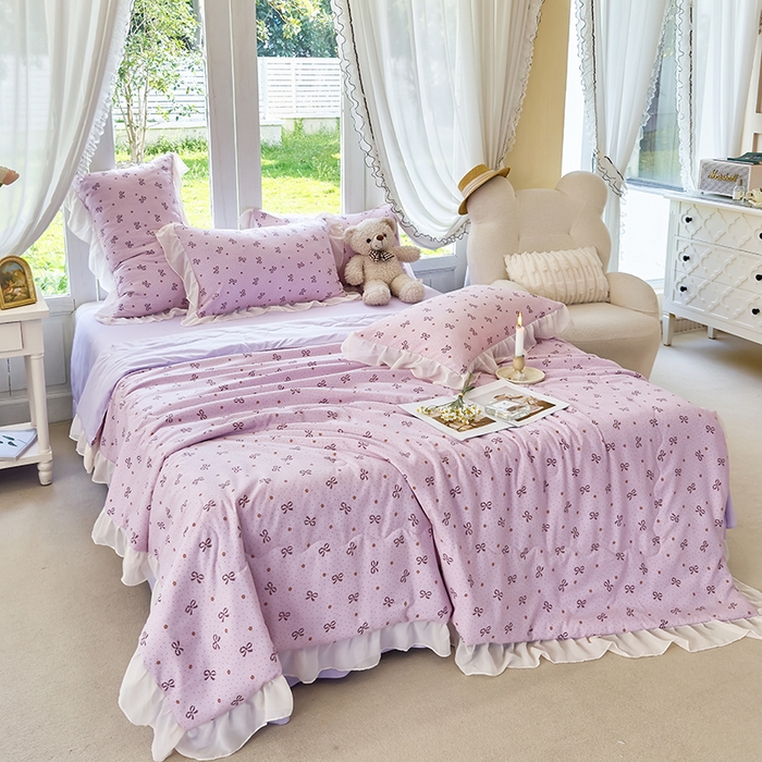 91家纺网 家纺一手货源 找家纺 梦莱斯 2025新款夏被四件套 米妮-豆沙