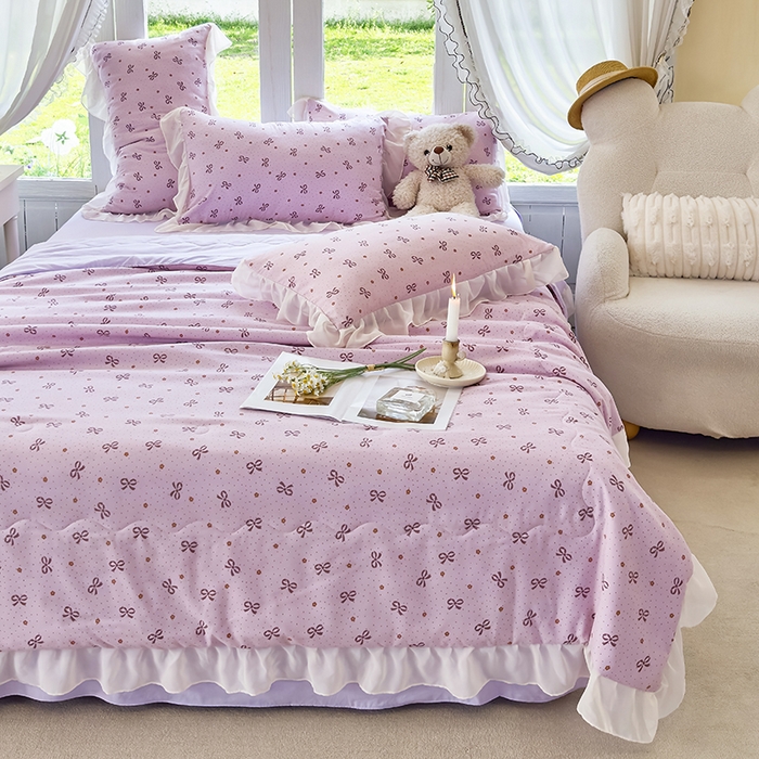 91家纺网 家纺一手货源 找家纺 梦莱斯 2025新款夏被四件套 米妮-豆沙