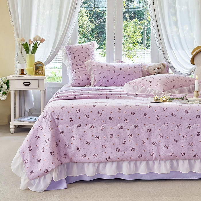 91家纺网 家纺一手货源 找家纺 梦莱斯 2025新款夏被四件套 米妮-豆沙