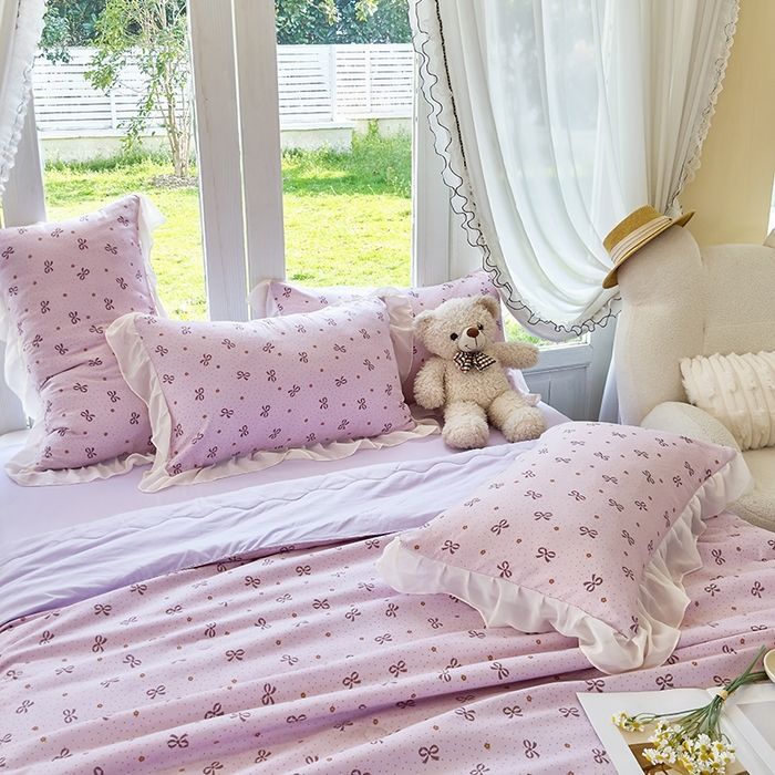 91家纺网 家纺一手货源 找家纺 梦莱斯 2025新款夏被四件套 米妮-豆沙