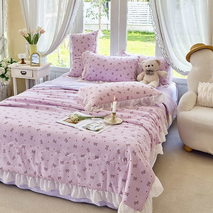 91家纺网 家纺一手货源 找家纺 梦莱斯 2025新款夏被四件套 米妮-豆沙