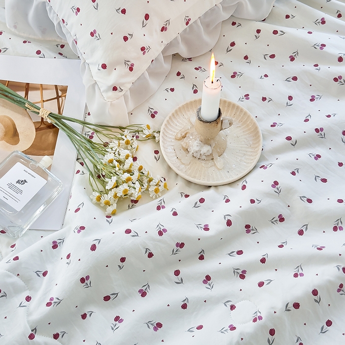 91家纺网 家纺一手货源 找家纺 梦莱斯 2025新款夏被四件套 木莲花-粉