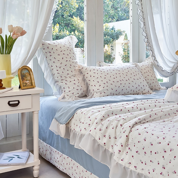 91家纺网 家纺一手货源 找家纺 梦莱斯 2025新款夏被四件套 木莲花-粉