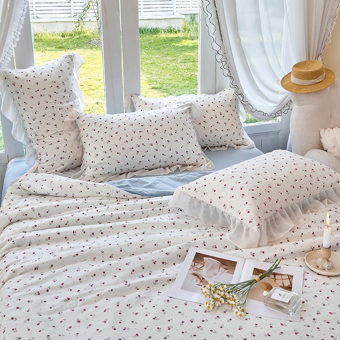 91家纺网 家纺一手货源 找家纺 梦莱斯 2025新款夏被四件套 木莲花-粉