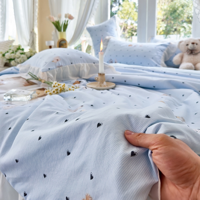 91家纺网 家纺一手货源 找家纺 梦莱斯 2025新款夏被四件套 萨摩耶-兰