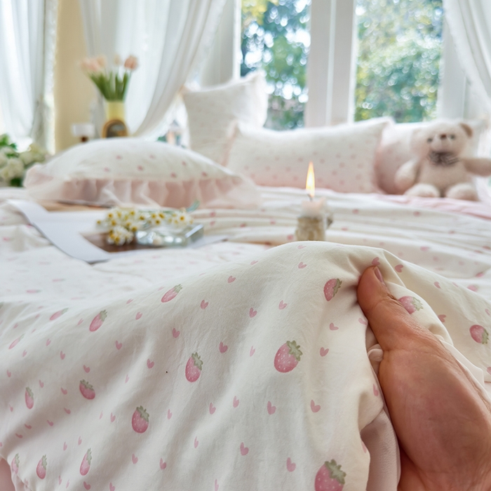 91家纺网 家纺一手货源 找家纺 梦莱斯 2025新款夏被四件套 甜心-粉