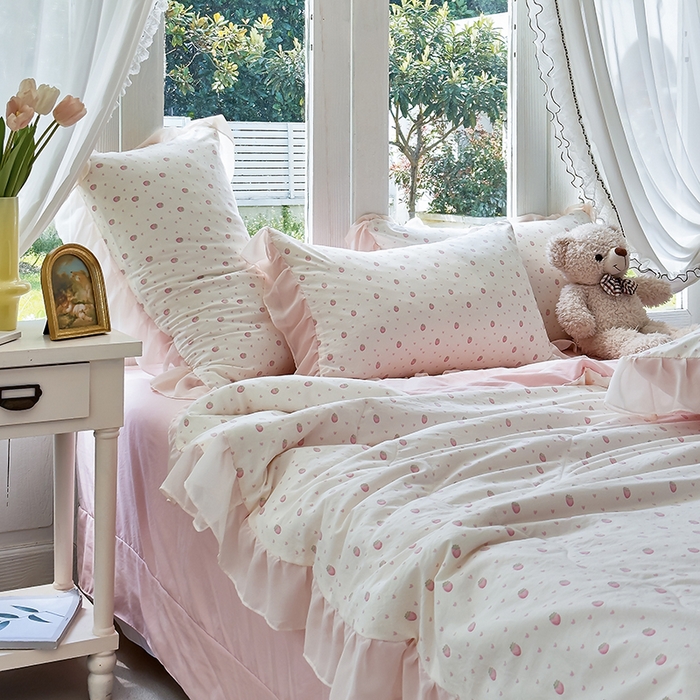 91家纺网 家纺一手货源 找家纺 梦莱斯 2025新款夏被四件套 甜心-粉