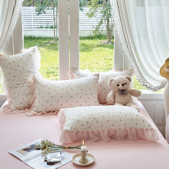 91家纺网 家纺一手货源 找家纺 梦莱斯 2025新款夏被四件套 甜心-粉