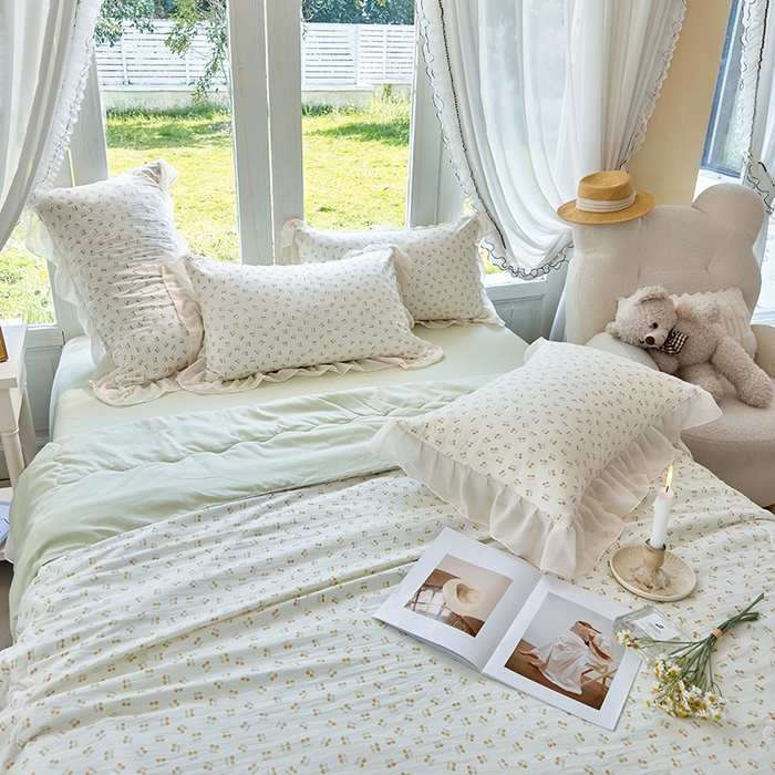 91家纺网 家纺一手货源 找家纺 梦莱斯 2025新款夏被四件套 小樱桃-黄