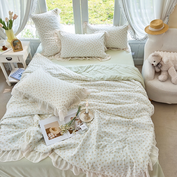 91家纺网 家纺一手货源 找家纺 梦莱斯 2025新款夏被四件套 小樱桃-黄