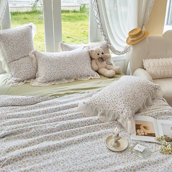 91家纺网 家纺一手货源 找家纺 梦莱斯 2025新款夏被四件套 星蔓-桔