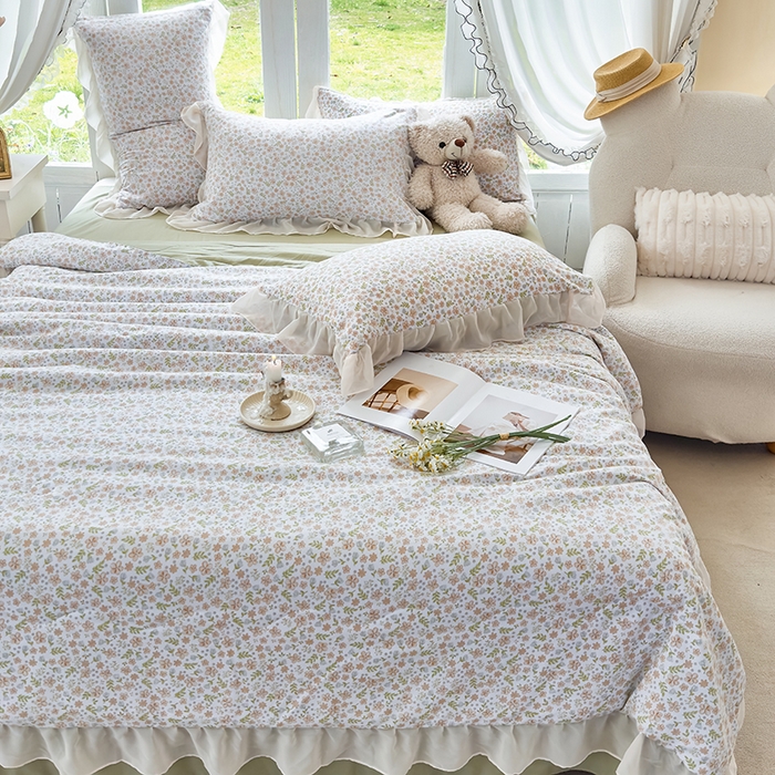 91家纺网 家纺一手货源 找家纺 梦莱斯 2025新款夏被四件套 星蔓-桔